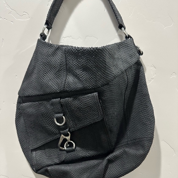 L.A.M.B. Black Textured Shoulder Bag - Picture 1 of 5